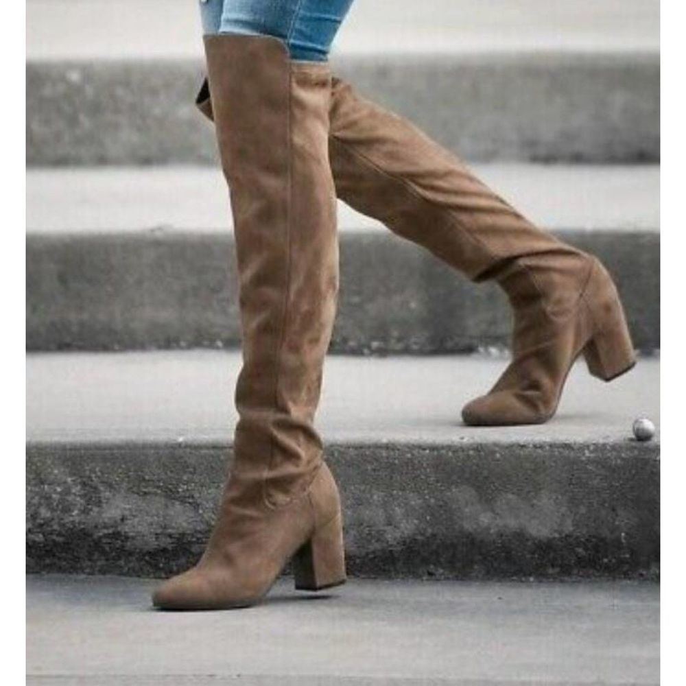 TREASURE & BOND Lynx Stretch Over-the-Knee Microfiber Boots in Camel Size 5.5M
